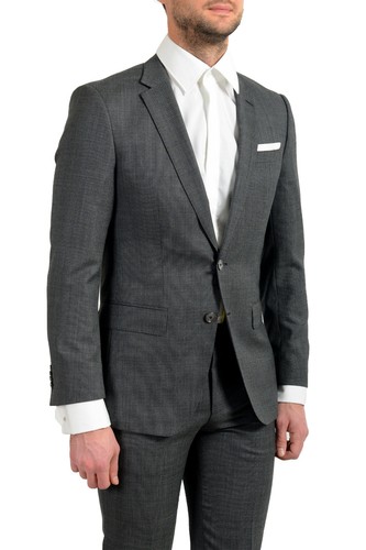 Pre-owned Hugo Boss "hutson5/gander3" Men's 100% Wool Slim Two Button Suit In Gray