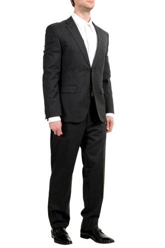 Pre-owned Hugo Boss "johnstons3/lenon1" Men's 100% Wool Plaid Two Button Suit In Multicolor