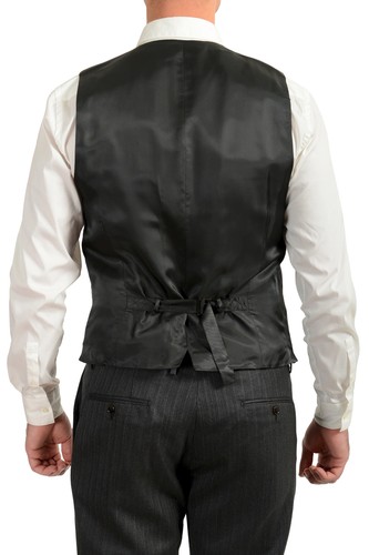 Pre-owned Dolce & Gabbana Men's "gold" 100% Wool Striped Three Piece Suit Us 34r It 44r In Gray