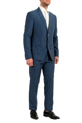 Pre-owned Hugo Boss Men's Reymond/wenten Extra Slim Fit Wool Two Button Suit Us 44r It 54r In Blue