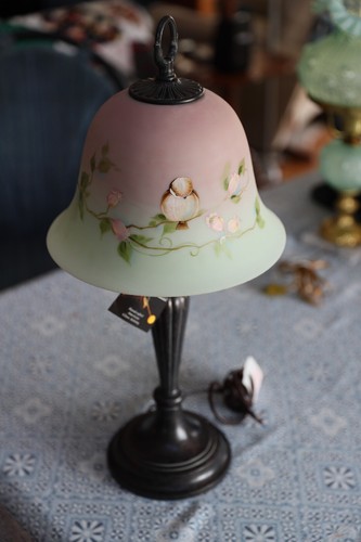 Fenton Rare Lotus Mist Lamp Bell With Bird 21” 2001