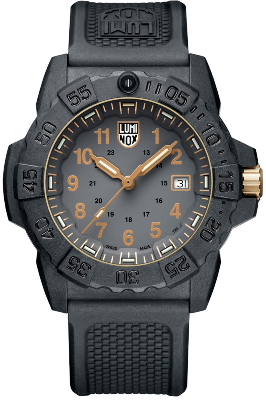 Pre-owned Luminox Navy Seal Military Xs.3508.gold Carbonox 45mm Rubber Quartz Men's Watch