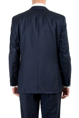 Pre-owned Hugo Boss "paolini1/movio1us" Men's 100% Wool Blue Two Button Suit Us 38r It 48r