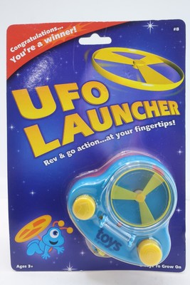 Toys to Grow On Blue Yellow UFO Launcher Rev & Go Action Vintage NOS Sealed