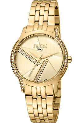 Pre-owned Milano Womens Wristwatch Ferre'  Fm1l145m0061 Steel Ip Gold Ijp