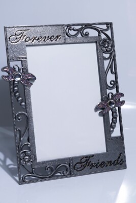 Forever Friends Flower & Dragon Fly Pewter Vertical Standing Picture Frame 6x4