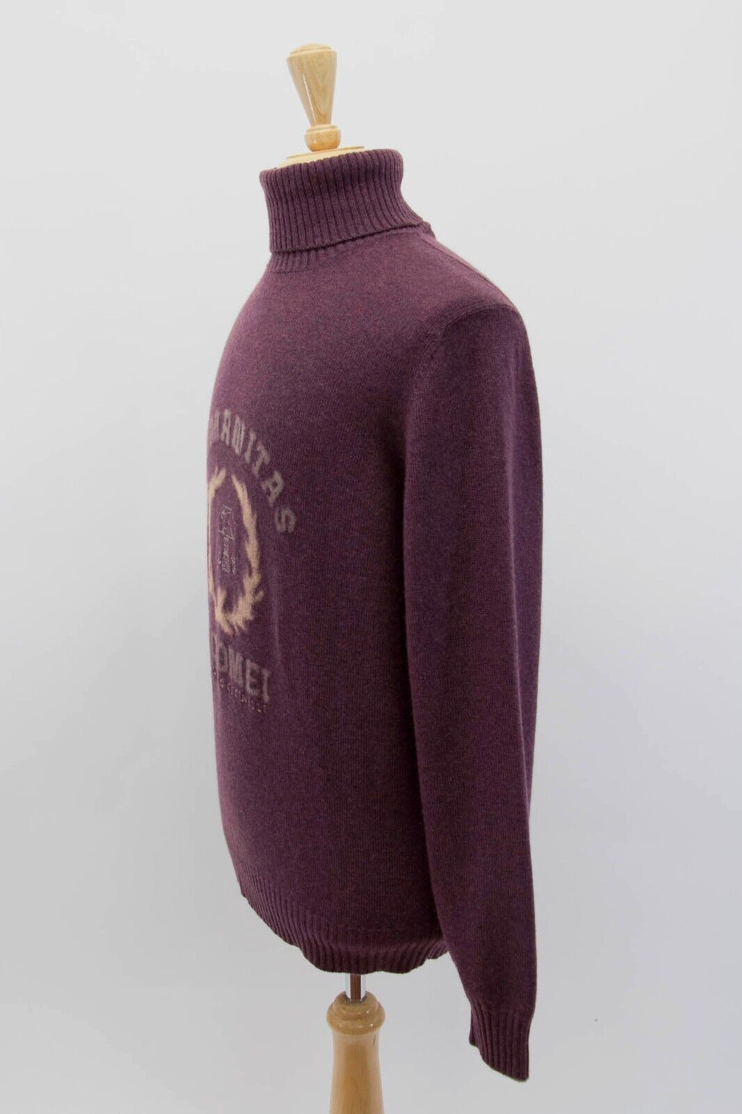 Pre-owned Brunello Cucinelli $4995  Men 100% Cashmere Graphic Turtleneck 50/ 40us A242 In Violet + Gray & Taupe Accents