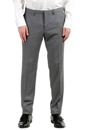 Pre-owned Hugo Boss "reyno4/wave2" Men's 100% Wool Extra Slim Gray Two Button Suit