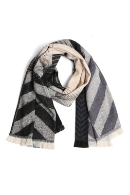 ComfyLuxe Chevron & Stripe Pattern Oblong Scarf w/ Short Trim