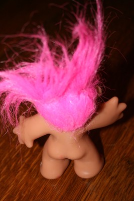 DAM Troll 2005 Punk Rock Gothic Troll w/ Pink Hair and Amber Eyes no Clothes