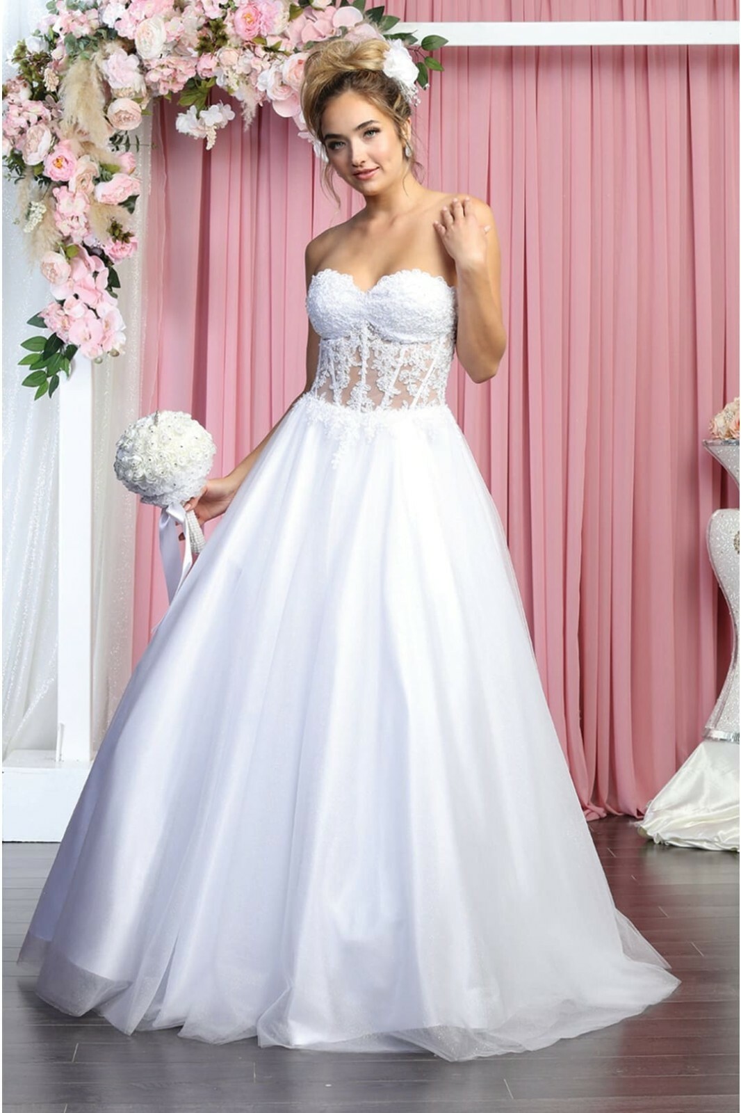 Pre-owned Designer White Strapless Wedding Gown