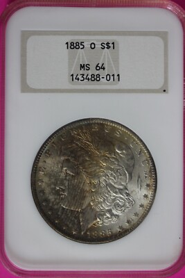 Rainbow Toned 1885 O MS 64 Morgan Silver Dollar Beatiful Coin NGC Graded 505