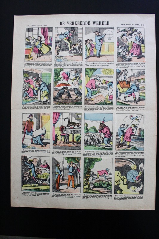 Imagerie Pellerin â Prentjesdruk Van Epinal NÂ° 3 De Verkeerde Wereld 40 X 29 Cm