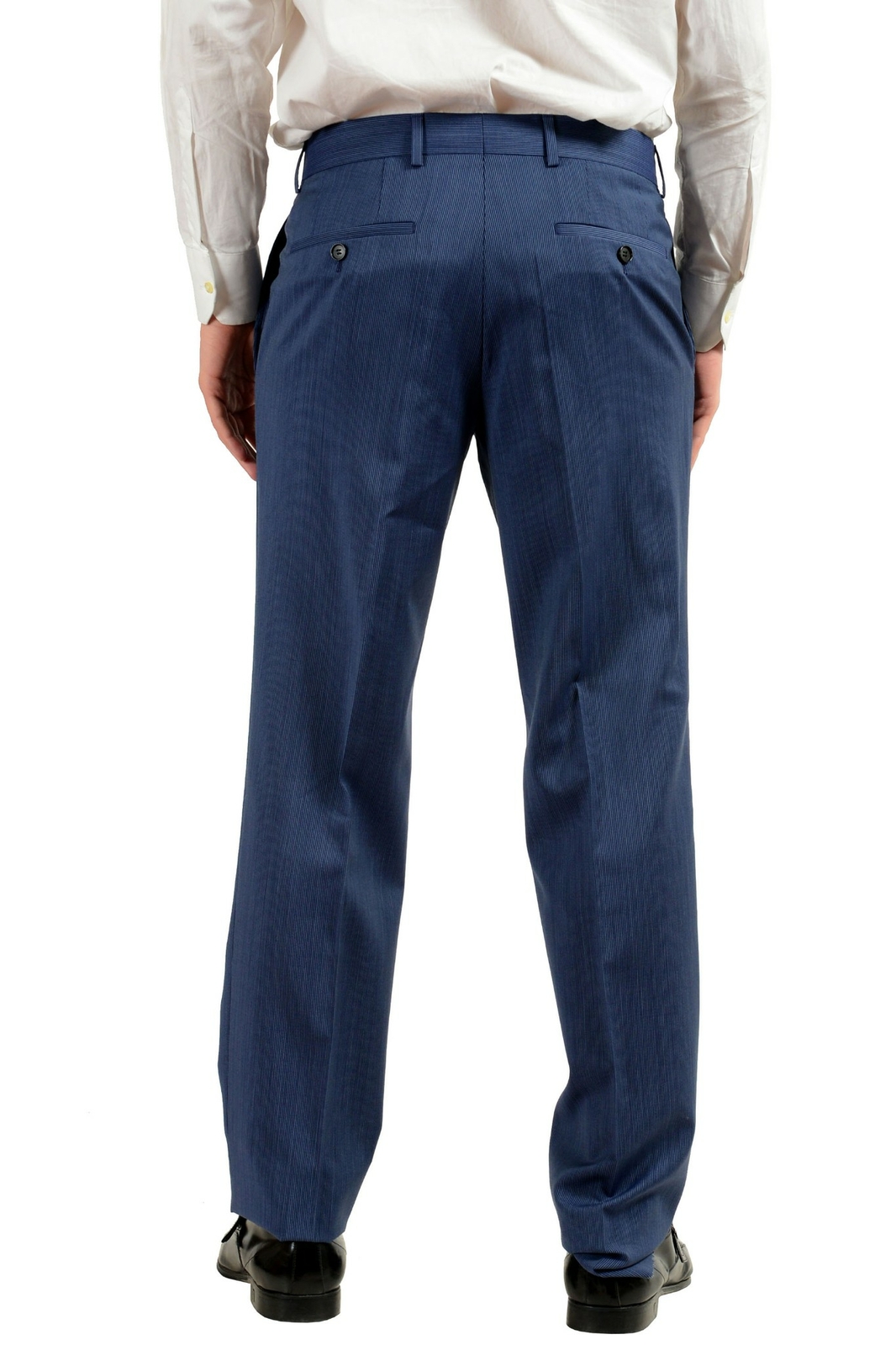 Pre-owned Hugo Boss "paolini1/movio1us" Men's 100% Wool Blue Two Button Suit