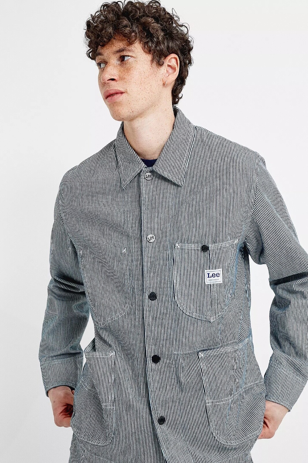 LEE WORKWEAR PINSTRIPE LOCO JACKET CHORE COAT - ADULT SIZE