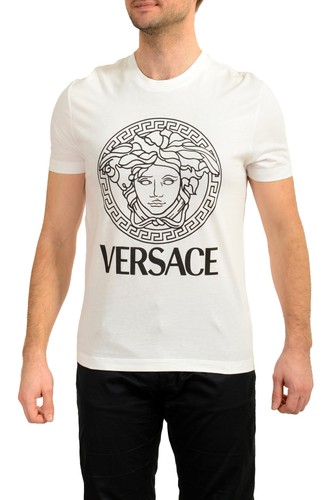 Versace Men's White Short Sleeve Medusa Head Logo Print T