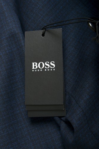 Pre-owned Hugo Boss Men's "johnstons5/lenon1" Regular Fit Plaid 100% Wool Two Button Suit In Blue/dark Blue