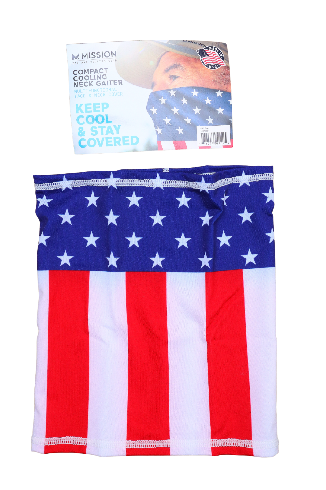 Mission Instant Cooling Geat Cooling Neck Gaiter USA Patriotism American Flag