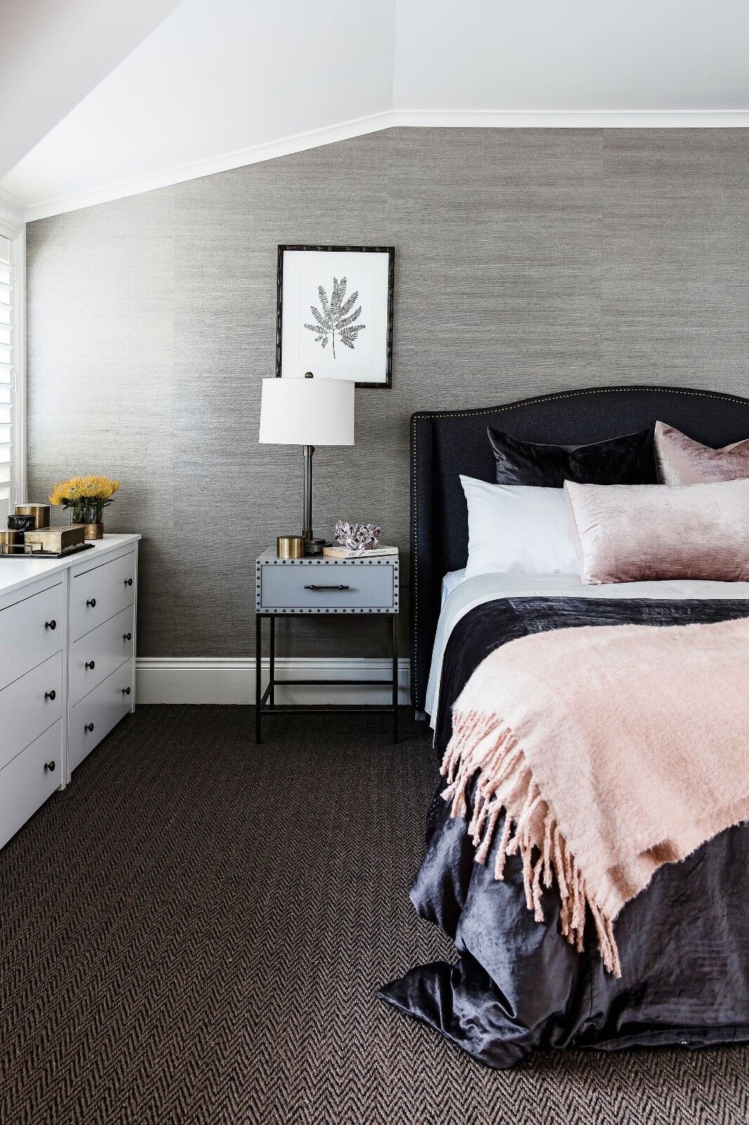 Wallpops Chic Gray Boho Tibetan Farmhouse Grasscloth Peel Wallpops Chic Gray Boho Tibetan Farmhouse Grasscloth Peel