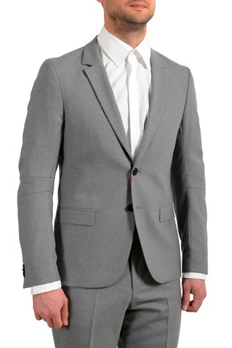 Pre-owned Hugo Boss Men's "anfred/frido184f1" Extra Slim Fit 100% Wool Two Button Suit In Gray