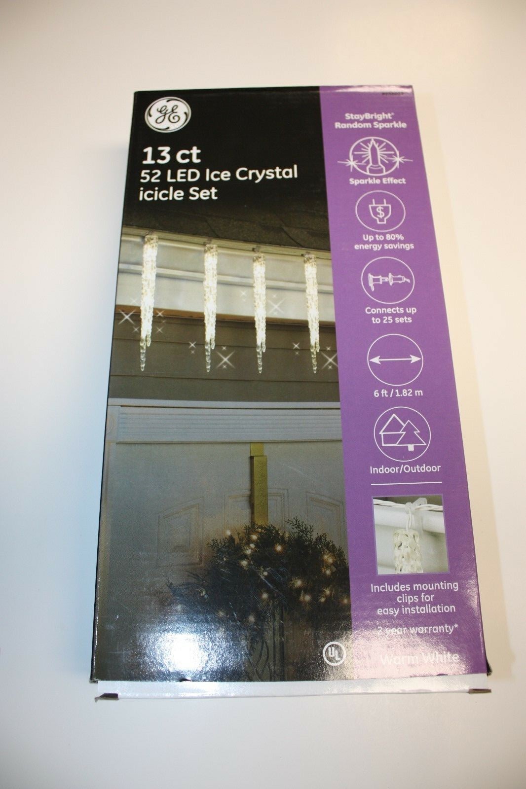 GE StayBright RandomSparkle 13 ct 52 Warm White LED Ice Crystal Icicle Light Set