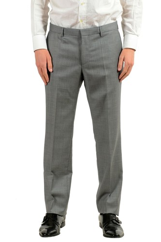 Pre-owned Hugo Boss "halsey2/merill2" Men's 100% Wool Gray Striped Two Button Suit