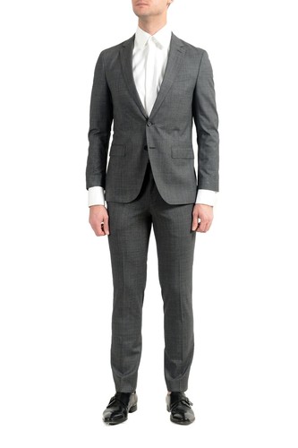 Pre-owned Hugo Boss "novan6/ben2" Men's 100% Wool Gray Slim Two Button Suit