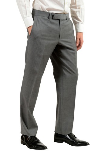 Pre-owned Hugo Boss "paolini1/movio1us" Men's 100% Wool Gray Two Button Suit