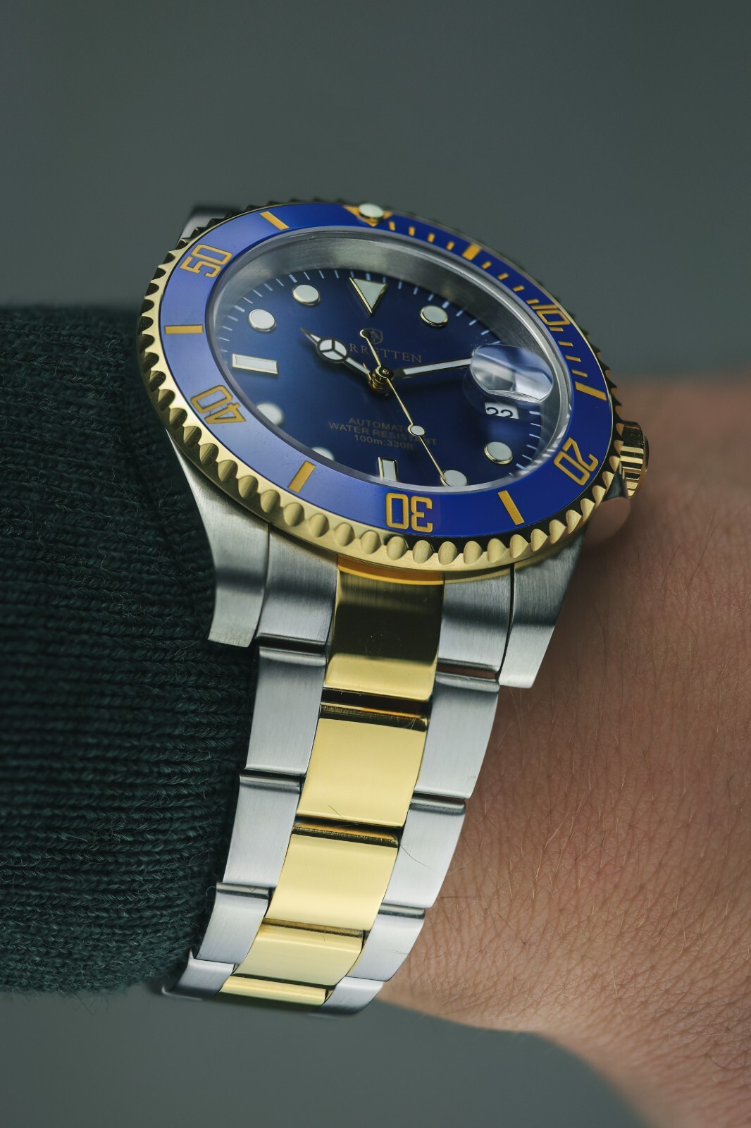 Pre-owned Seiko Barretten Bluesy Custom Watch  Nh35 Men's Waterproof Ceramic Sapphire