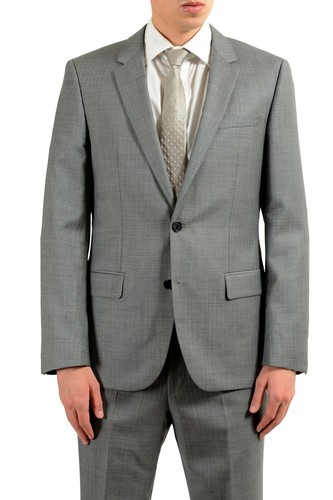 Pre-owned Hugo Boss "halsey2/merill2" Men's 100% Wool Gray Striped Two Button Suit