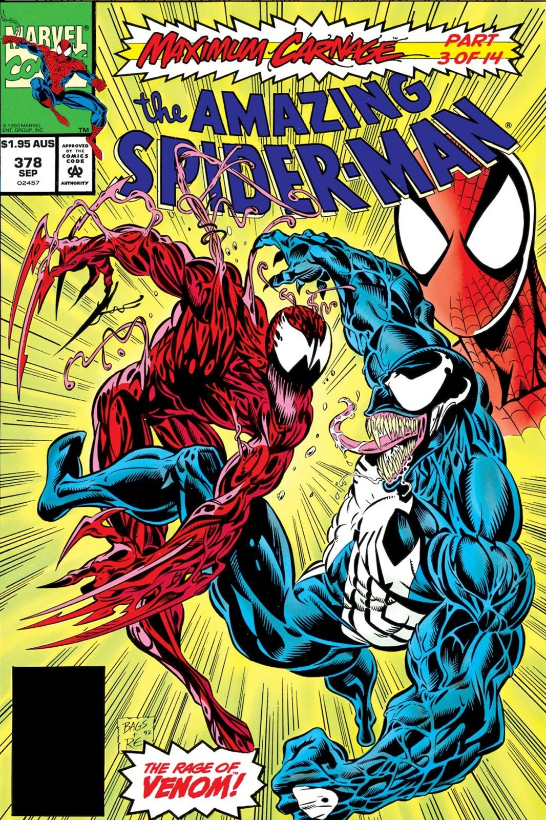 Spider-Man Venom vs Carnage Comic Book Cover 378 Poster 24X36 