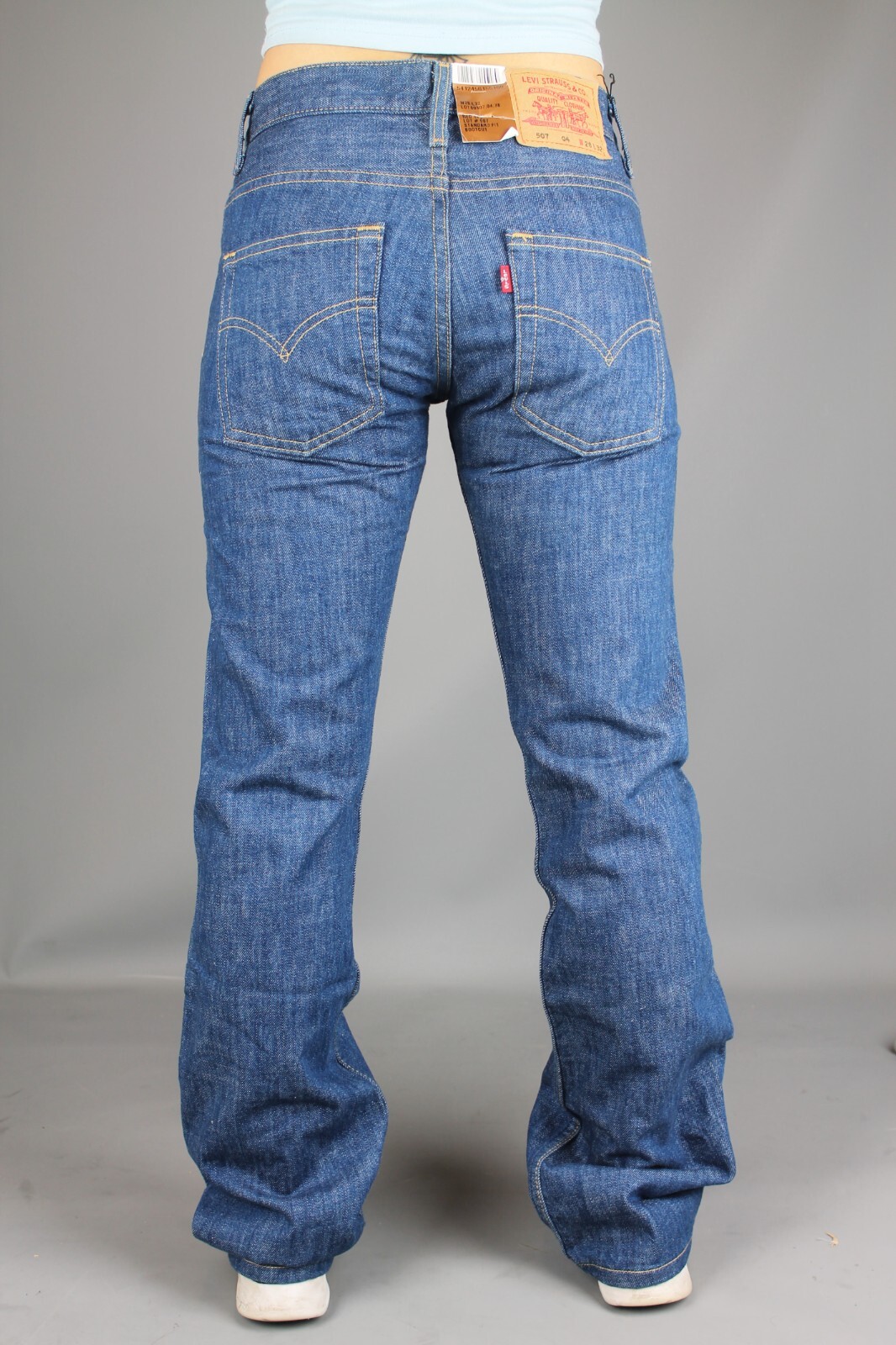 Levis 507 Mens Unisex Standard Fit Bootcut Jeans Mid Indigo