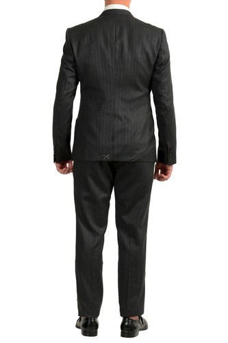 Pre-owned Dolce & Gabbana Men's "gold" 100% Wool Striped Three Piece Suit Us 34r It 44r In Gray