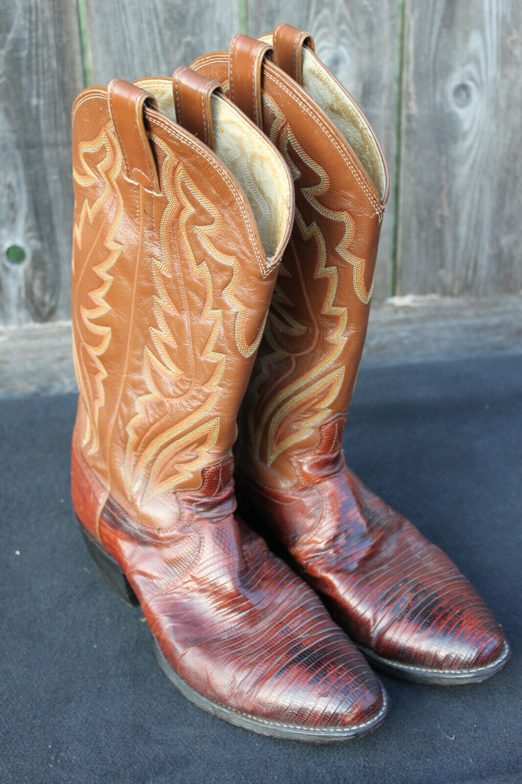 Justin Exotic Iguana Lizard Skin Cowboy Boots 8303 Made in USA Mens 8.5 D