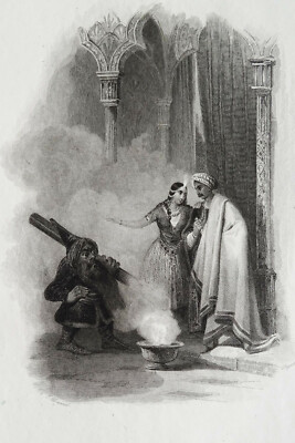 Les Mille et Une nuits, Démon apparaissant devant le Sultan - Gravure 19e siècle