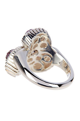 Pre-owned Lagos Sterling Silver Muse Pink Sapphire Pave Fluted Oval Ring. Sz 7new$1250 In Silver/pink