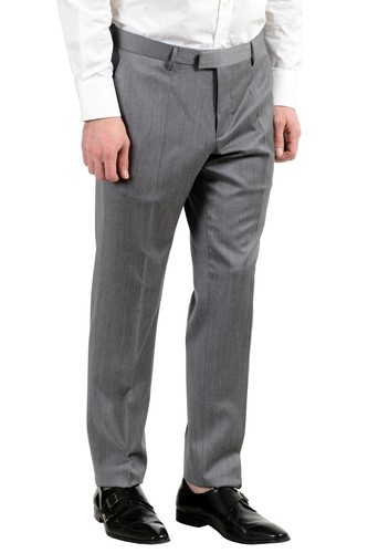 Pre-owned Hugo Boss "t-harvers4/glover2" Men's Slim 100% Wool Gray Two Button Suit