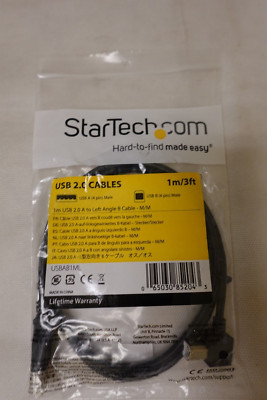 Startech USB 2.0 Cable to Left Angle B 3' Black 4 Pin Male For Printer - NOS