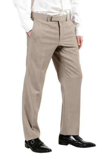 Pre-owned Hugo Boss "c-pasini/c-movie" Men's 100% Wool Beige Two Button Suit