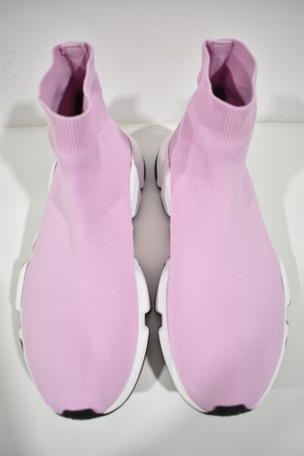 Pre-owned Balenciaga Speed Graffiti Light Pink White Black Sock High Top Knit Sneaker 40