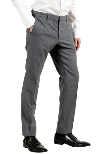 Pre-owned Hugo Boss "novan5/ben2" Men's 100% Wool Gray Slim Two Button Suit