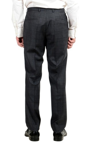 Pre-owned Hugo Boss "c-jeffery/c-simmons" Men's Wool Plaid Gray Two Button Suit
