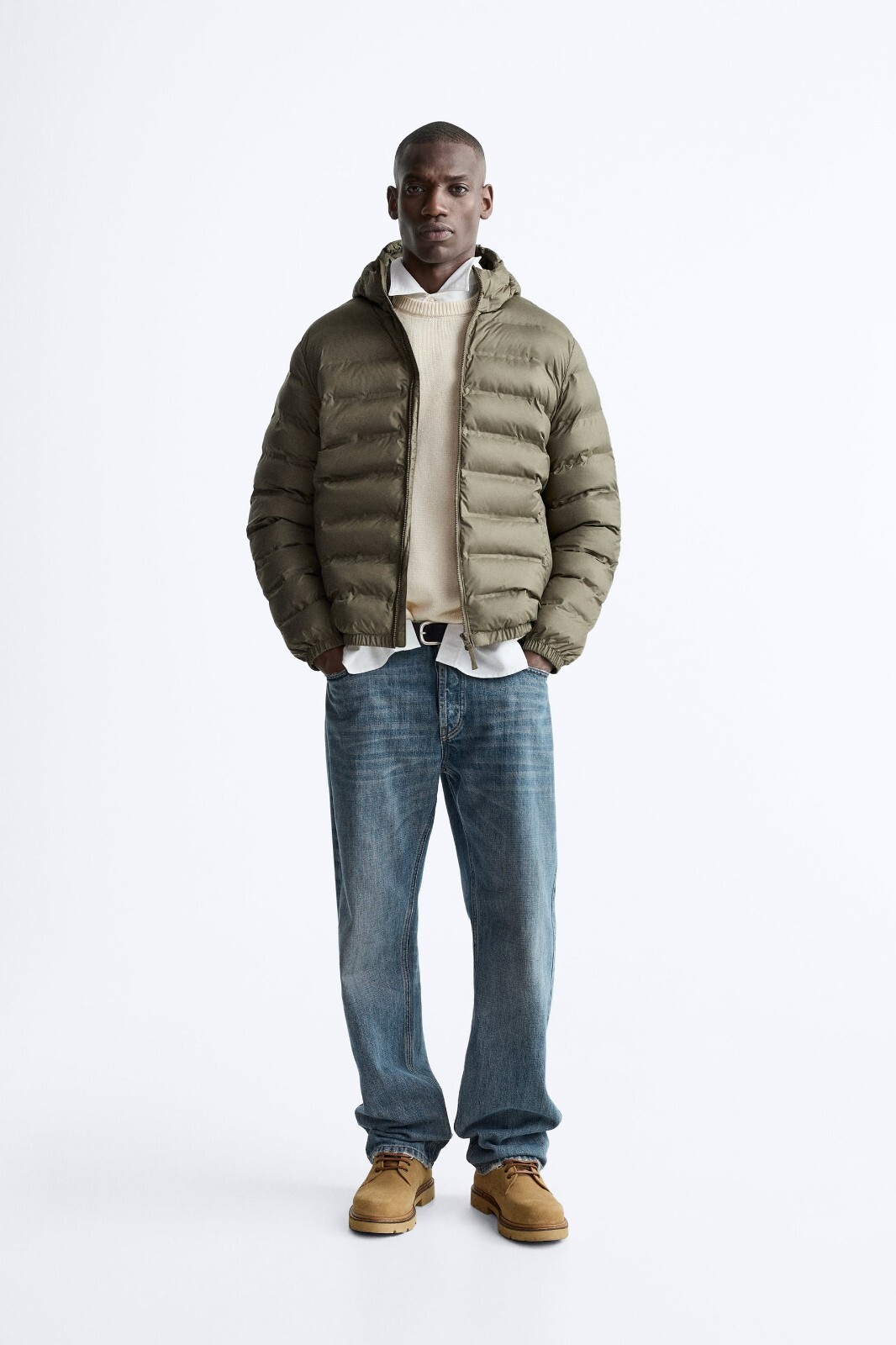 ZARA MEN LIGHTWEIGHT PUFFER JACKET WITH HOOD FREE SHIPPING