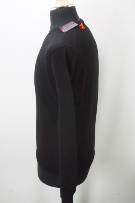 Pre-owned Isaia Napoli Scollo V Solid Black 100% Wool V Neck Sweater Sz S Brand W/tags