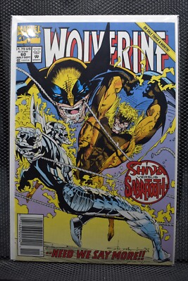 Wolverine #60 Newsstand Marvel Comics 1992 Logan X-Men Shiva vs Sabretooth 9.4