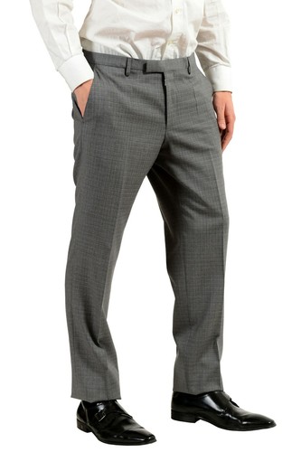 Pre-owned Hugo Boss "johnston3/lenon1" Men's 100% Wool Gray Two Button Suit