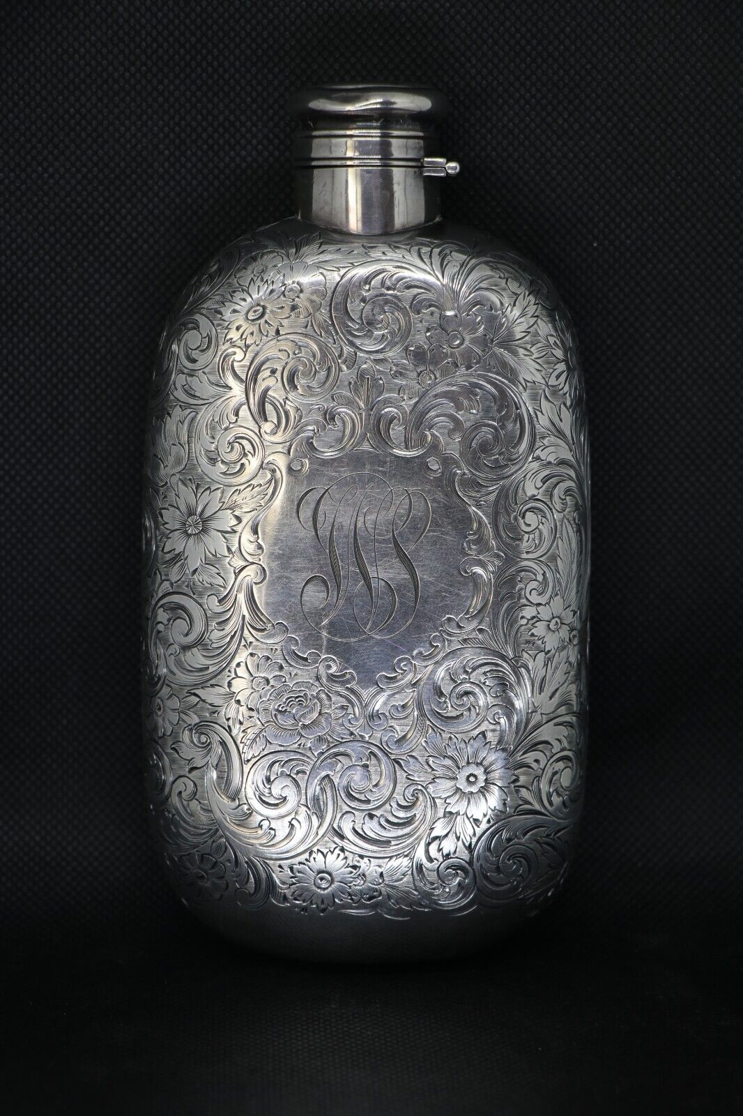 Antique Gorham Sterling Silver Overlay Crystal Flask with Antique Gorham Sterling Silver Overlay Crystal Flask with
