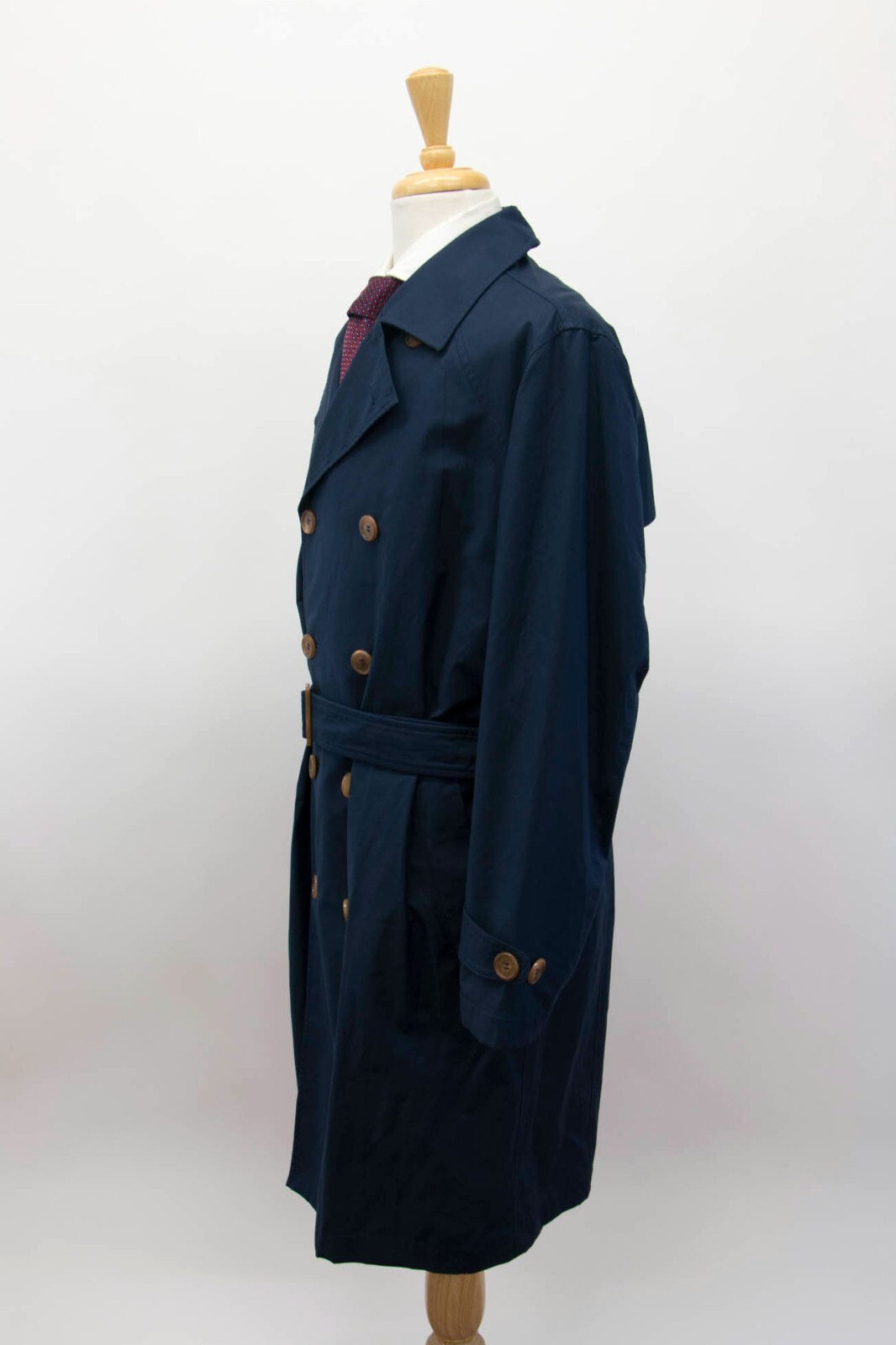 Pre-owned Brunello Cucinelli Nwt$4295  Men Db Trench Coat W/belt+logo Engraved Buttons A248 In Blue