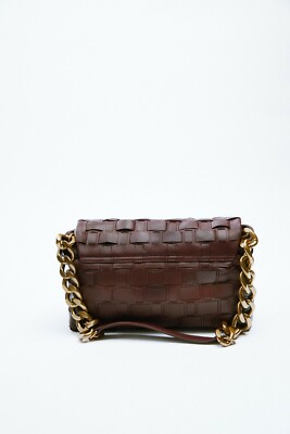 ZARA WOVEN LEATHER SHOULDER BAG