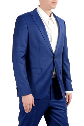 Pre-owned Hugo Boss "nestro3/byte1" Men's 100% Wool Blue Two Button Suit